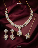 Golden Crystal Pave Necklace Set Necklace Sets - Zeesy Jewellery Pakistan | Premium Artificial & Imitation Jewellery