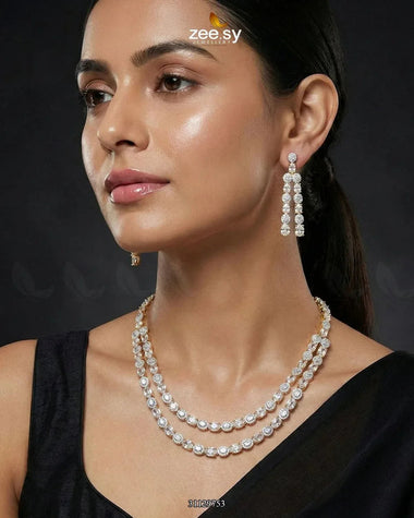 Golden Frost Glimmer Necklace Set Necklace Sets - Zeesy Jewellery Pakistan | Premium Artificial & Imitation Jewellery