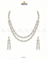 Golden Frost Glimmer Necklace Set Golden White Necklace Sets - Zeesy Jewellery Pakistan | Premium Artificial & Imitation Jewellery