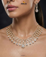 Golden Halo Cascading Necklace Set Necklace Sets - Zeesy Jewellery Pakistan | Premium Artificial & Imitation Jewellery