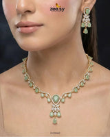 Golden Radiant Drop Necklace Set Necklace Sets - Zeesy Jewellery Pakistan | Premium Artificial & Imitation Jewellery