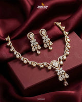 Golden Radiant Drop Necklace Set Necklace Sets - Zeesy Jewellery Pakistan | Premium Artificial & Imitation Jewellery