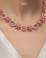 Regal Diamond Flower Necklace Set Necklace Sets - Zeesy Jewellery Pakistan | Premium Artificial & Imitation Jewellery