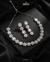 Regal Diamond Flower Necklace Set Necklace Sets - Zeesy Jewellery Pakistan | Premium Artificial & Imitation Jewellery