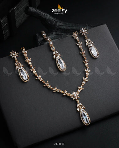 Saba Qamar Necklace Sets Golden White Necklace Sets - Zeesy Jewellery Pakistan | Premium Artificial & Imitation Jewellery