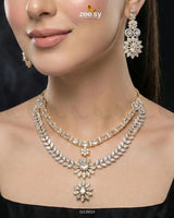 Winter Leaf Crystal Necklace Set Necklace Sets - Zeesy Jewellery Pakistan | Premium Artificial & Imitation Jewellery