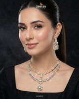 Winter Leaf Crystal Necklace Set Necklace Sets - Zeesy Jewellery Pakistan | Premium Artificial & Imitation Jewellery