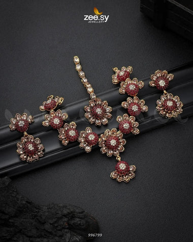 Alstroemeria Necklace set Red Necklace Sets - Zeesy Jewellery Pakistan | Premium Artificial & Imitation Jewellery