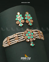 NECKLACE-1000 Mint Green Necklace Sets - Zeesy Jewellery Pakistan | Premium Artificial & Imitation Jewellery