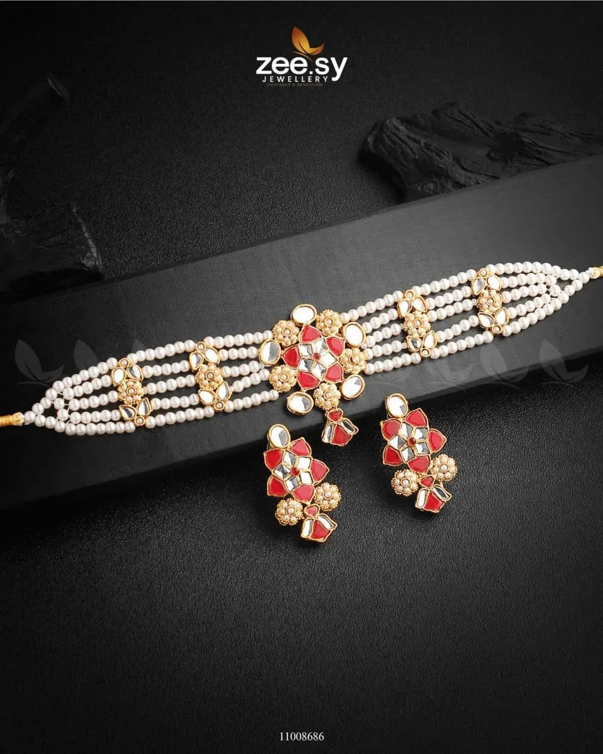 NECKLACE-1000 Red Necklace Sets - Zeesy Jewellery Pakistan | Premium Artificial & Imitation Jewellery