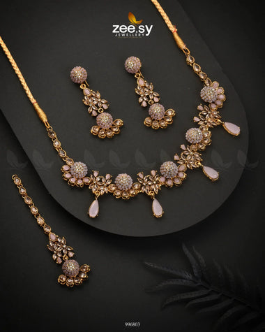 Achimenes Necklace Set Mint pink Necklace Sets - Zeesy Jewellery Pakistan | Premium Artificial & Imitation Jewellery