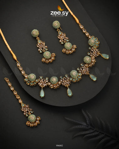Achimenes Necklace Set Mint Green Necklace Sets - Zeesy Jewellery Pakistan | Premium Artificial & Imitation Jewellery