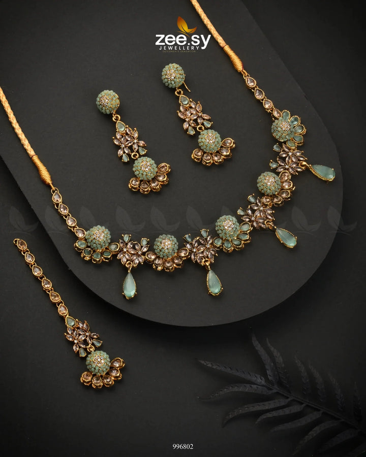 Achimenes Necklace Set Mint Green Necklace Sets - Zeesy Jewellery Pakistan | Premium Artificial & Imitation Jewellery