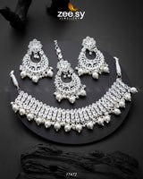 Elisa Silver Necklace White Necklace Sets - Zeesy Jewellery Pakistan