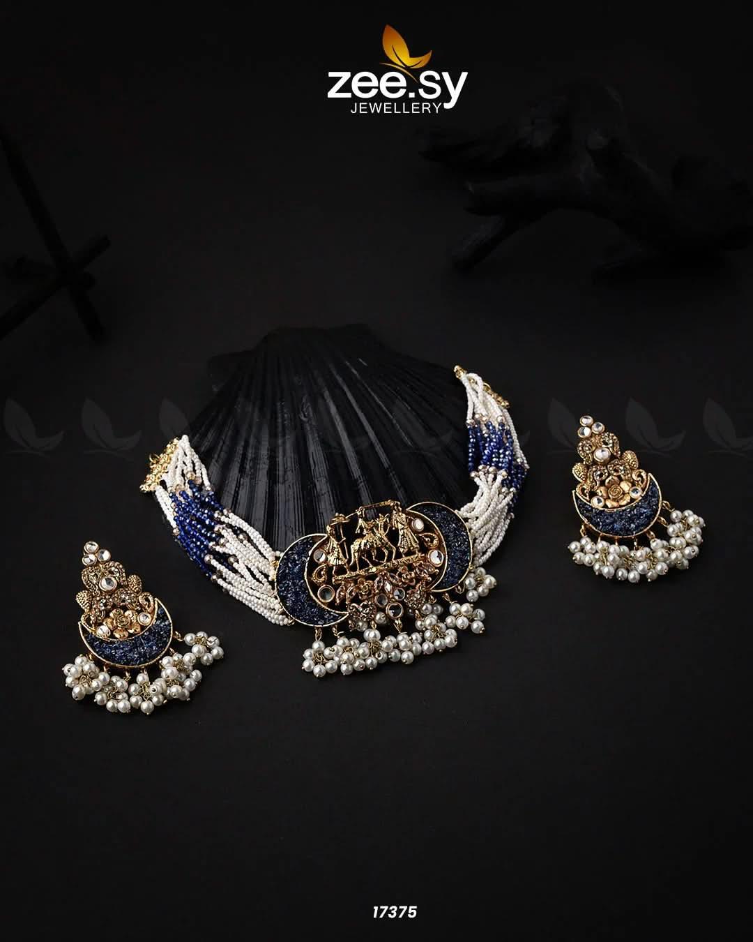 Medallion necklace Blue Necklace Sets - Zeesy Jewellery Pakistan | Premium Artificial & Imitation Jewellery