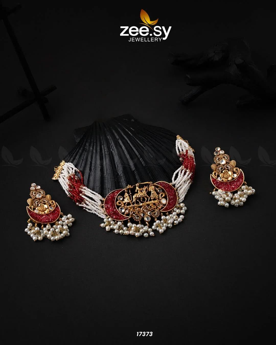 Medallion necklace Red Necklace Sets - Zeesy Jewellery Pakistan | Premium Artificial & Imitation Jewellery