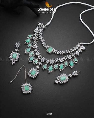 Sifaar Necklace Mint Green Necklace Sets - Zeesy Jewellery Pakistan | Premium Artificial & Imitation Jewellery