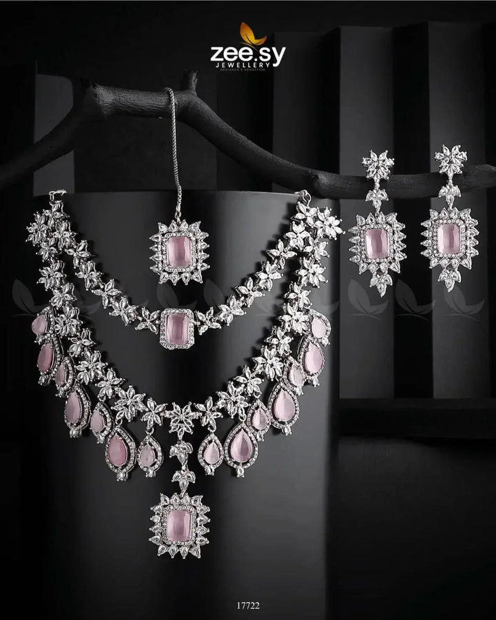 Sifaar Necklace Mint Pink Necklace Sets - Zeesy Jewellery Pakistan | Premium Artificial & Imitation Jewellery