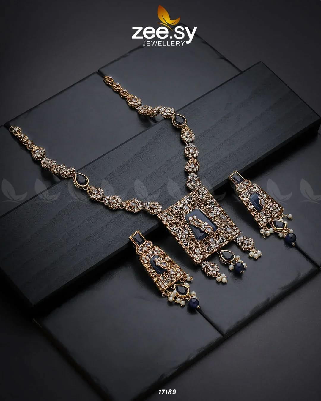 Stellar Gemstones Blue Necklace Sets - Zeesy Jewellery Pakistan | Premium Artificial & Imitation Jewellery