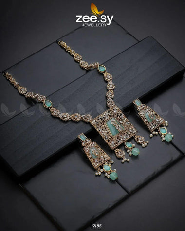 Stellar Gemstones Mint green Necklace Sets - Zeesy Jewellery Pakistan | Premium Artificial & Imitation Jewellery