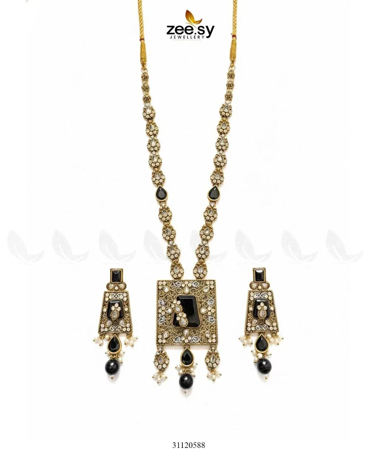 Stellar Gemstones Black Necklace Sets - Zeesy Jewellery Pakistan | Premium Artificial & Imitation Jewellery