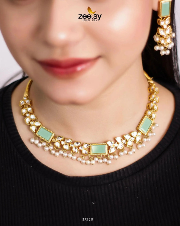 Stunning Necklace Mint Green Necklace Sets - Zeesy Jewellery Pakistan | Premium Artificial & Imitation Jewellery