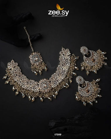 Prismatic Necklace Champagne Necklace Sets - Zeesy Jewellery Pakistan | Premium Artificial & Imitation Jewellery