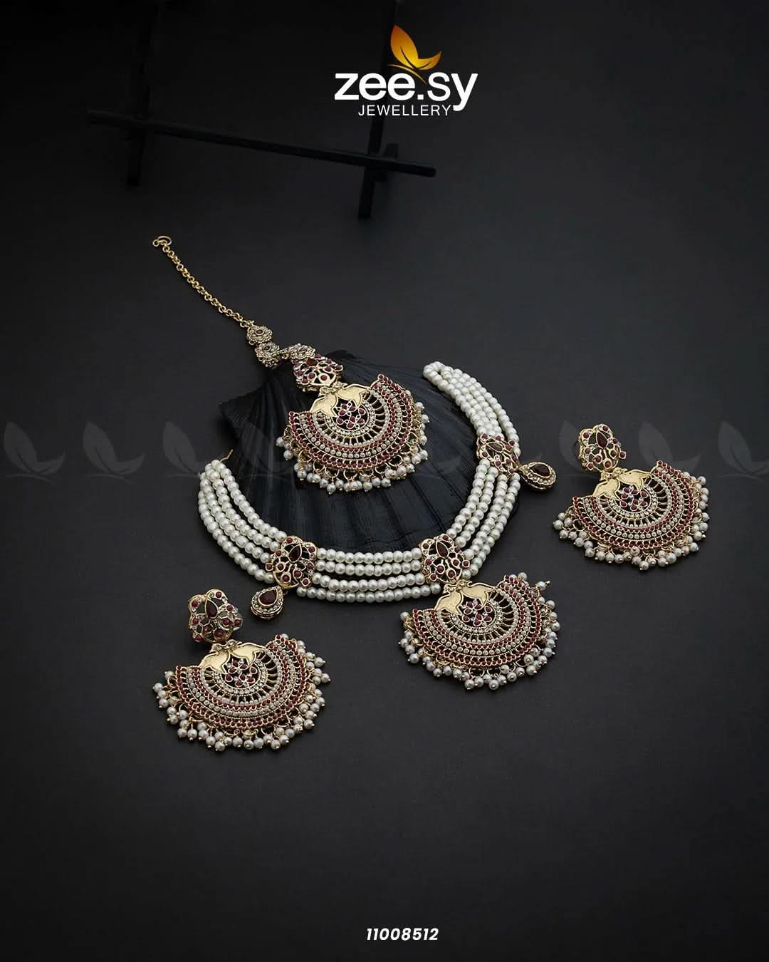 NECKLACE-0987 Red Necklace Sets - Zeesy Jewellery Pakistan | Premium Artificial & Imitation Jewellery