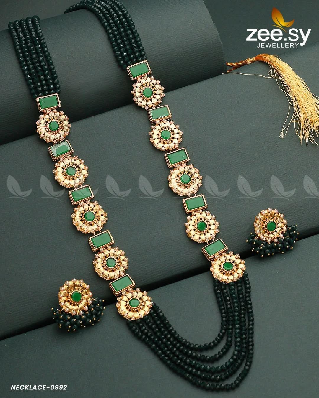 MALLA NECKLACE-0944 Green Necklace Sets - Zeesy Jewellery Pakistan | Premium Artificial & Imitation Jewellery
