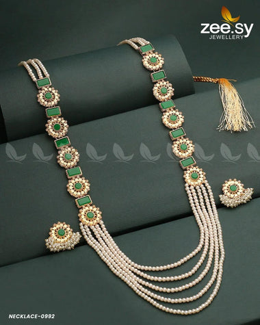 MALLA NECKLACE-0944 Pearl Green Necklace Sets - Zeesy Jewellery Pakistan | Premium Artificial & Imitation Jewellery
