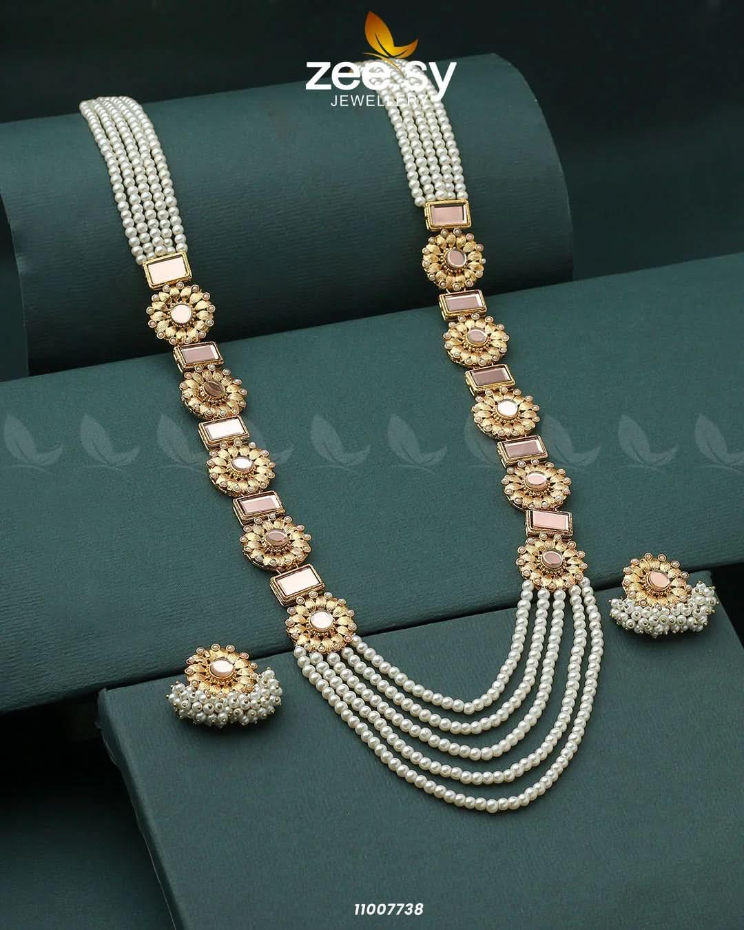 MALLA NECKLACE-0944 Champagne Necklace Sets - Zeesy Jewellery Pakistan | Premium Artificial & Imitation Jewellery