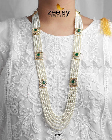 Luxe Malla Necklace Pearl Green Necklace Sets - Zeesy Jewellery Pakistan | Premium Artificial & Imitation Jewellery
