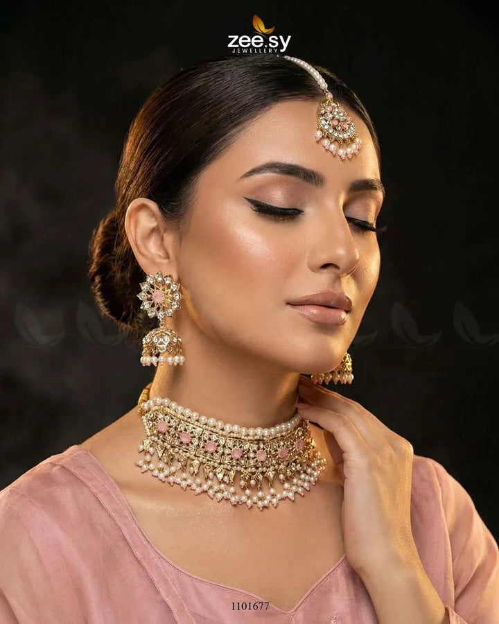 Dahlia Pearl Traditional Choker Set Necklace Sets - Zeesy Jewellery Pakistan | Premium Artificial & Imitation Jewellery