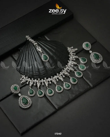 Drop Cut Necklace Green Necklace Sets - Zeesy Jewellery Pakistan | Premium Artificial & Imitation Jewellery