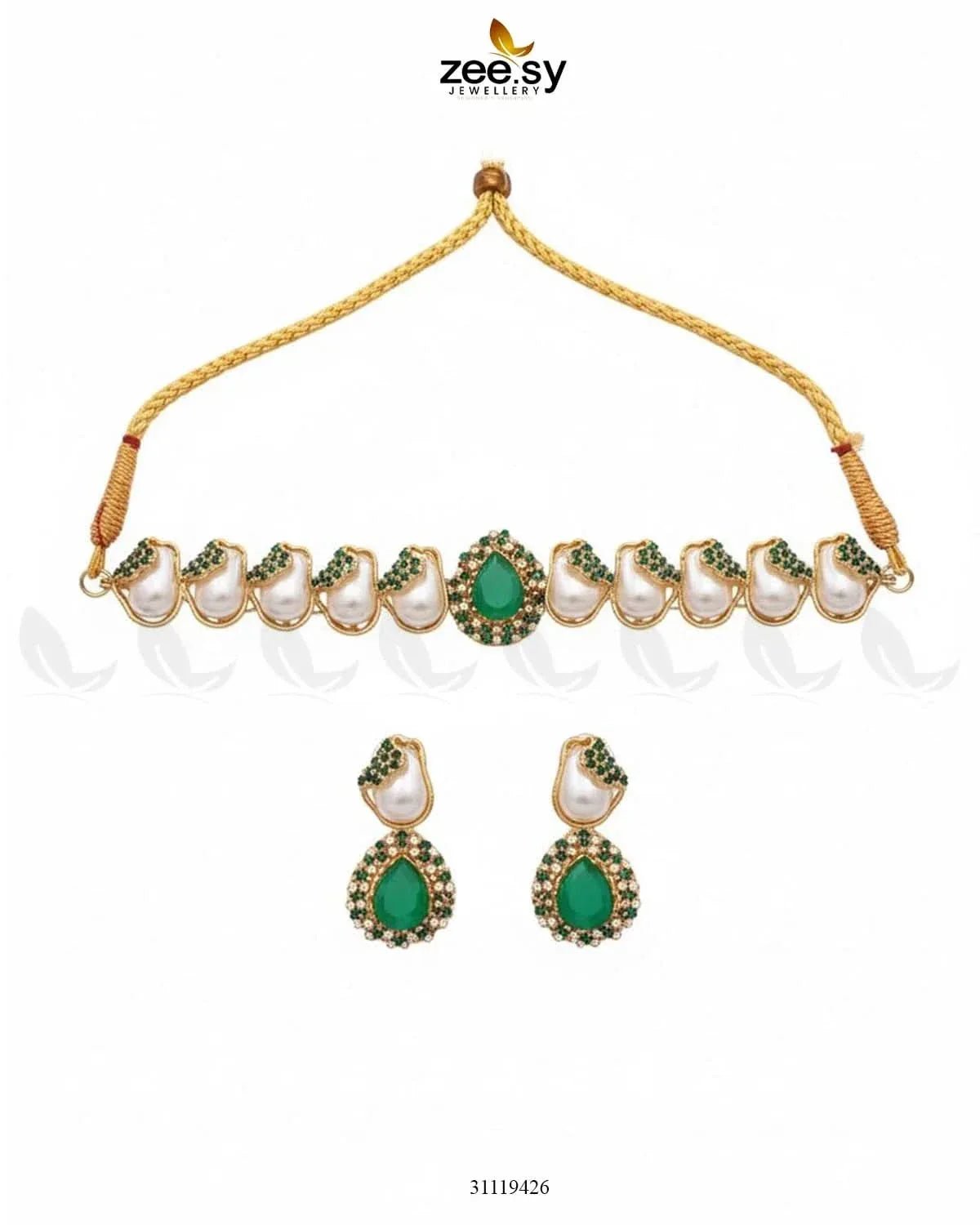 Keystone Choker Necklace Set Necklace Sets - Zeesy Jewellery Pakistan | Premium Artificial & Imitation Jewellery