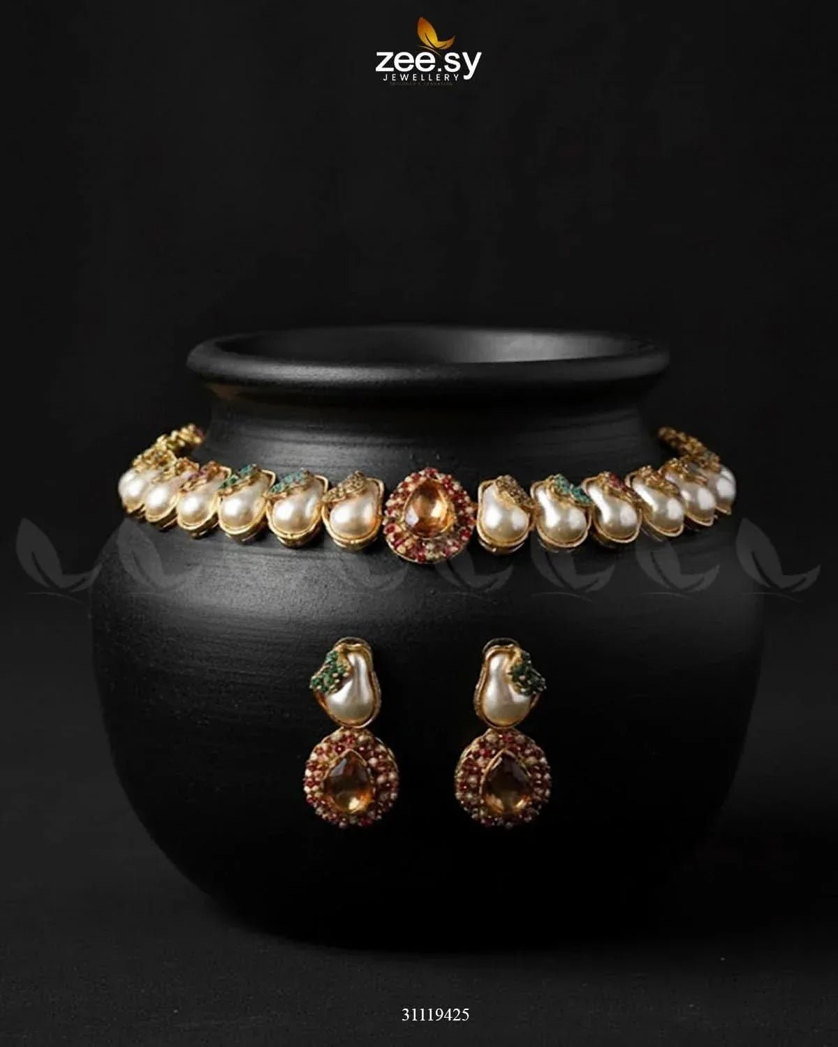 Keystone Choker Necklace Set Multi Necklace Sets - Zeesy Jewellery Pakistan | Premium Artificial & Imitation Jewellery
