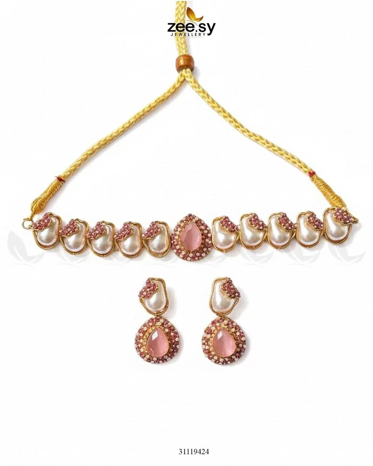 Keystone Choker Necklace Set Necklace Sets - Zeesy Jewellery Pakistan | Premium Artificial & Imitation Jewellery