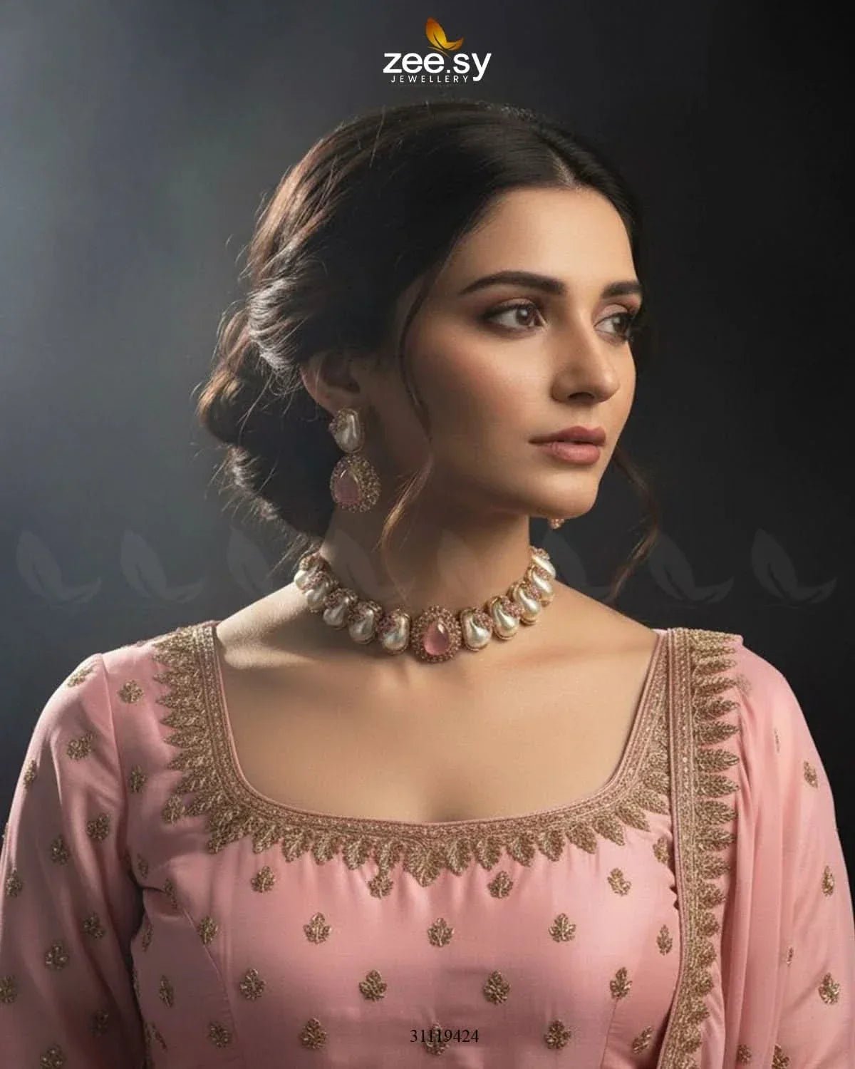 Keystone Choker Necklace Set Necklace Sets - Zeesy Jewellery Pakistan | Premium Artificial & Imitation Jewellery