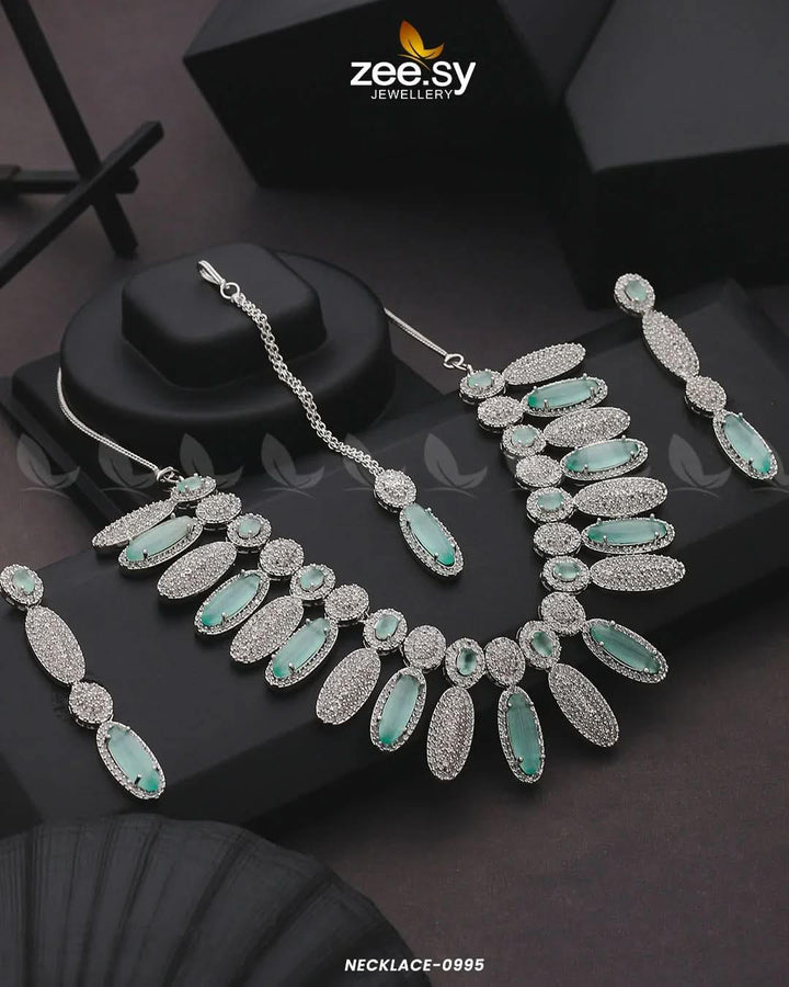 NECKLACE-0995 Green Necklace Sets - Zeesy Jewellery Pakistan | Premium Artificial & Imitation Jewellery