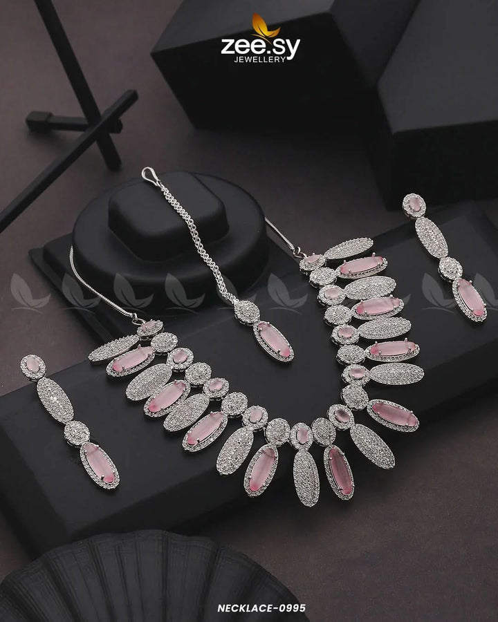 NECKLACE-0995 Pink Necklace Sets - Zeesy Jewellery Pakistan | Premium Artificial & Imitation Jewellery