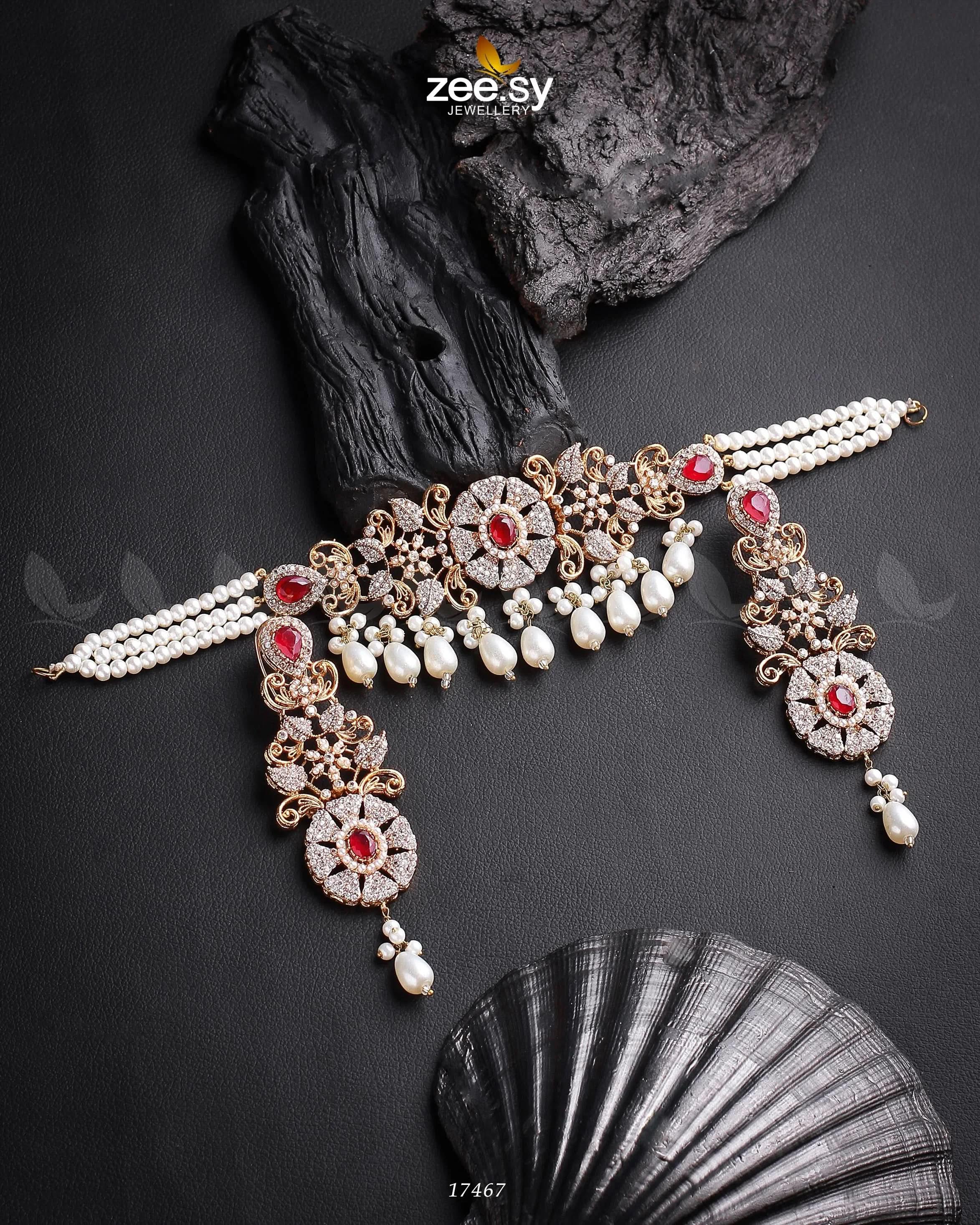 Meerub Necklace Golden Ruby Necklace Sets - Zeesy Jewellery Pakistan | Premium Artificial & Imitation Jewellery