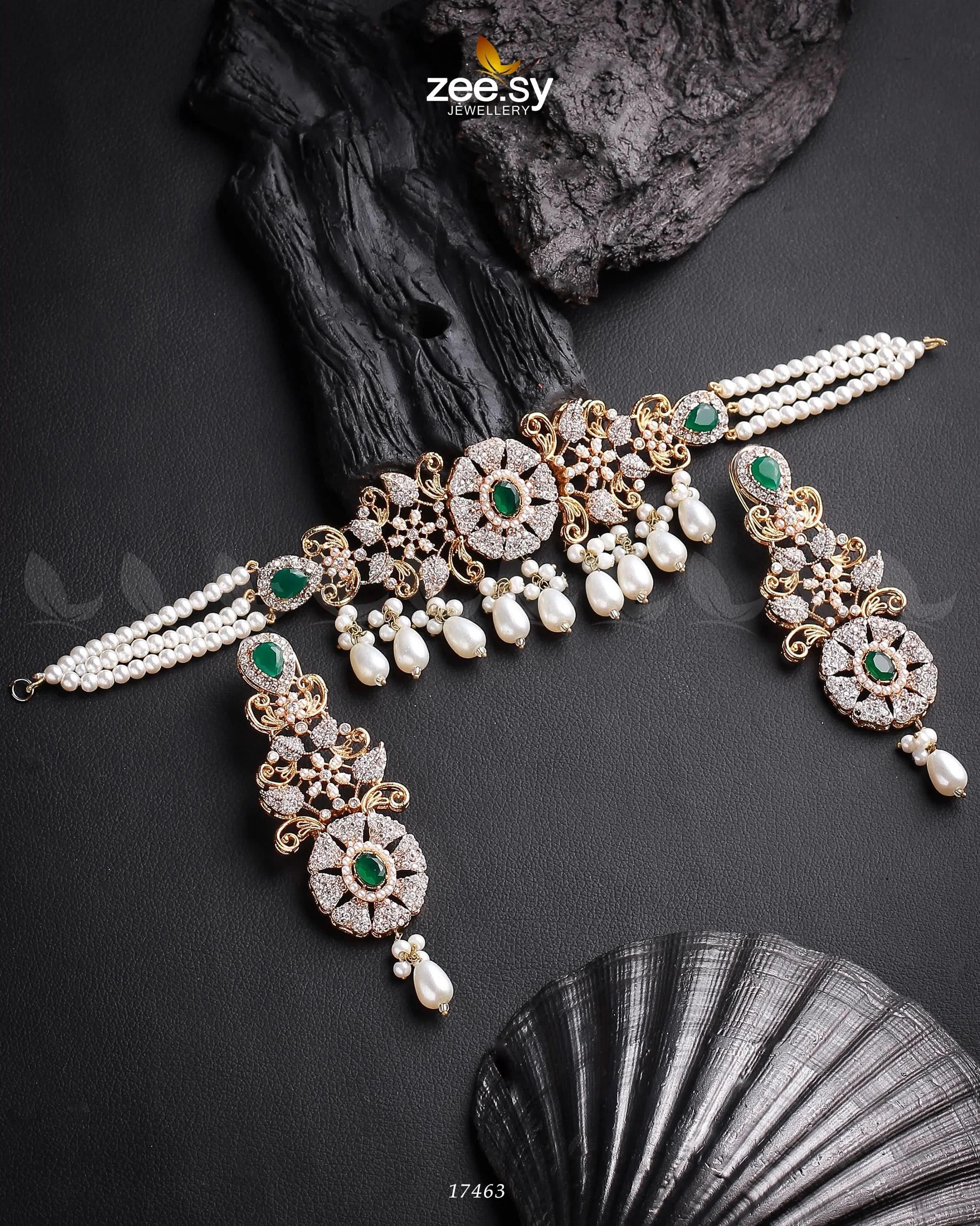 Meerub Necklace Golden Green Necklace Sets - Zeesy Jewellery Pakistan | Premium Artificial & Imitation Jewellery