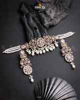 Meerub Necklace Golden Mint Pink Necklace Sets - Zeesy Jewellery Pakistan | Premium Artificial & Imitation Jewellery