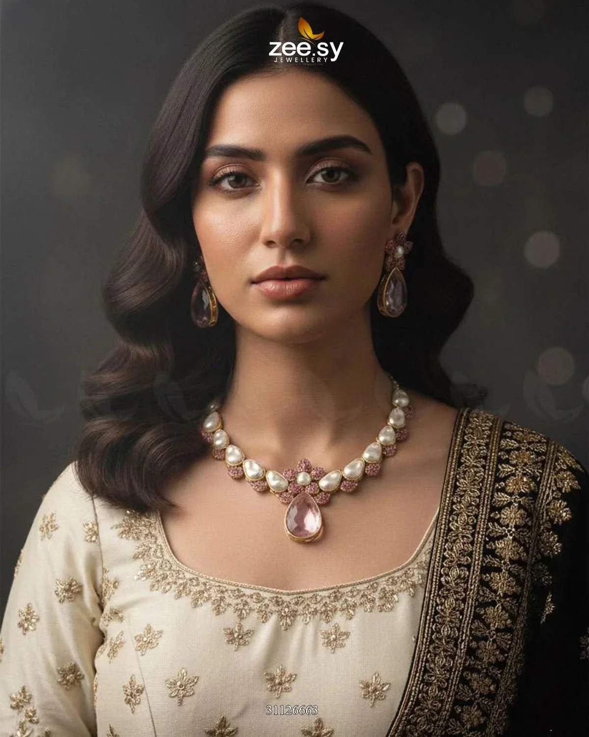 Oceanic Baroque Teardrop Necklace Set Necklace Sets - Zeesy Jewellery Pakistan | Premium Artificial & Imitation Jewellery