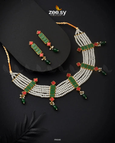 Canna Necklace Set Green Necklace Sets - Zeesy Jewellery Pakistan | Premium Artificial & Imitation Jewellery