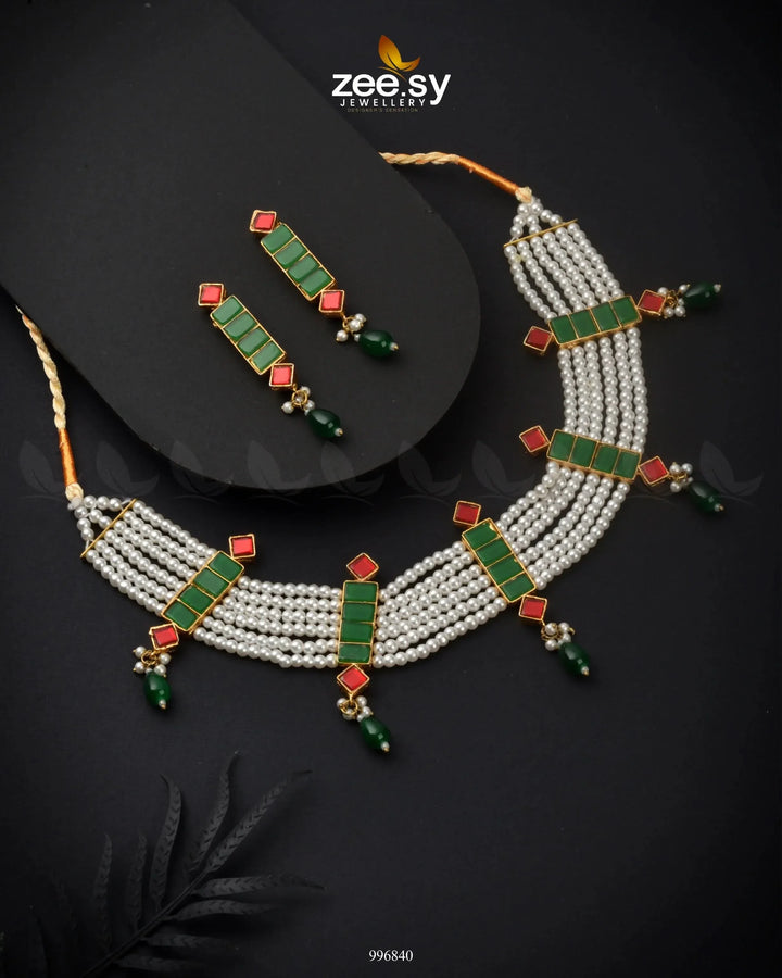 Canna Necklace Set Green Necklace Sets - Zeesy Jewellery Pakistan | Premium Artificial & Imitation Jewellery