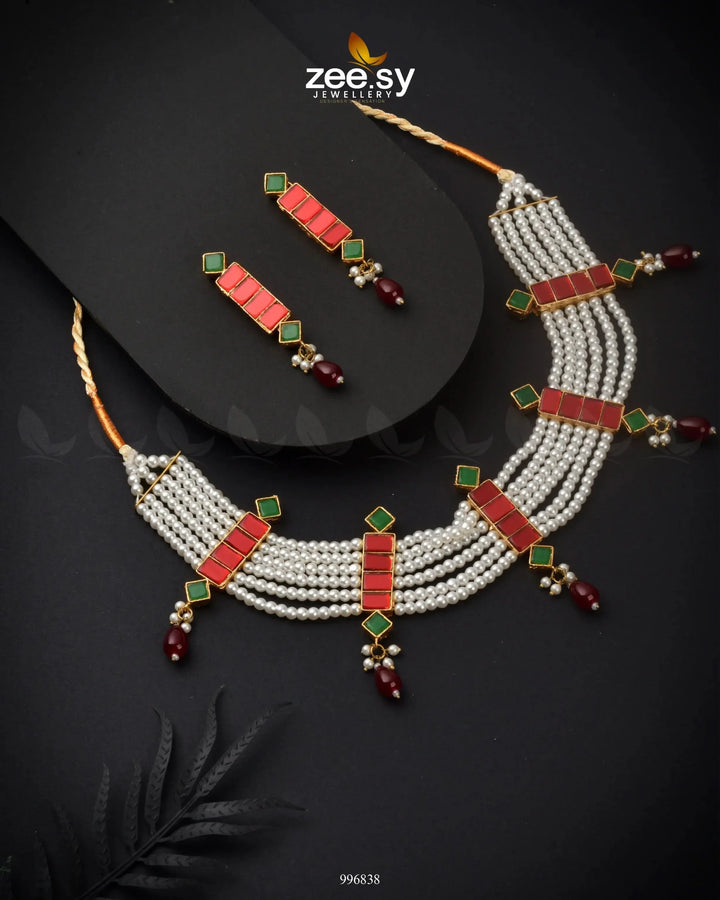 Canna Necklace Set Red Necklace Sets - Zeesy Jewellery Pakistan | Premium Artificial & Imitation Jewellery
