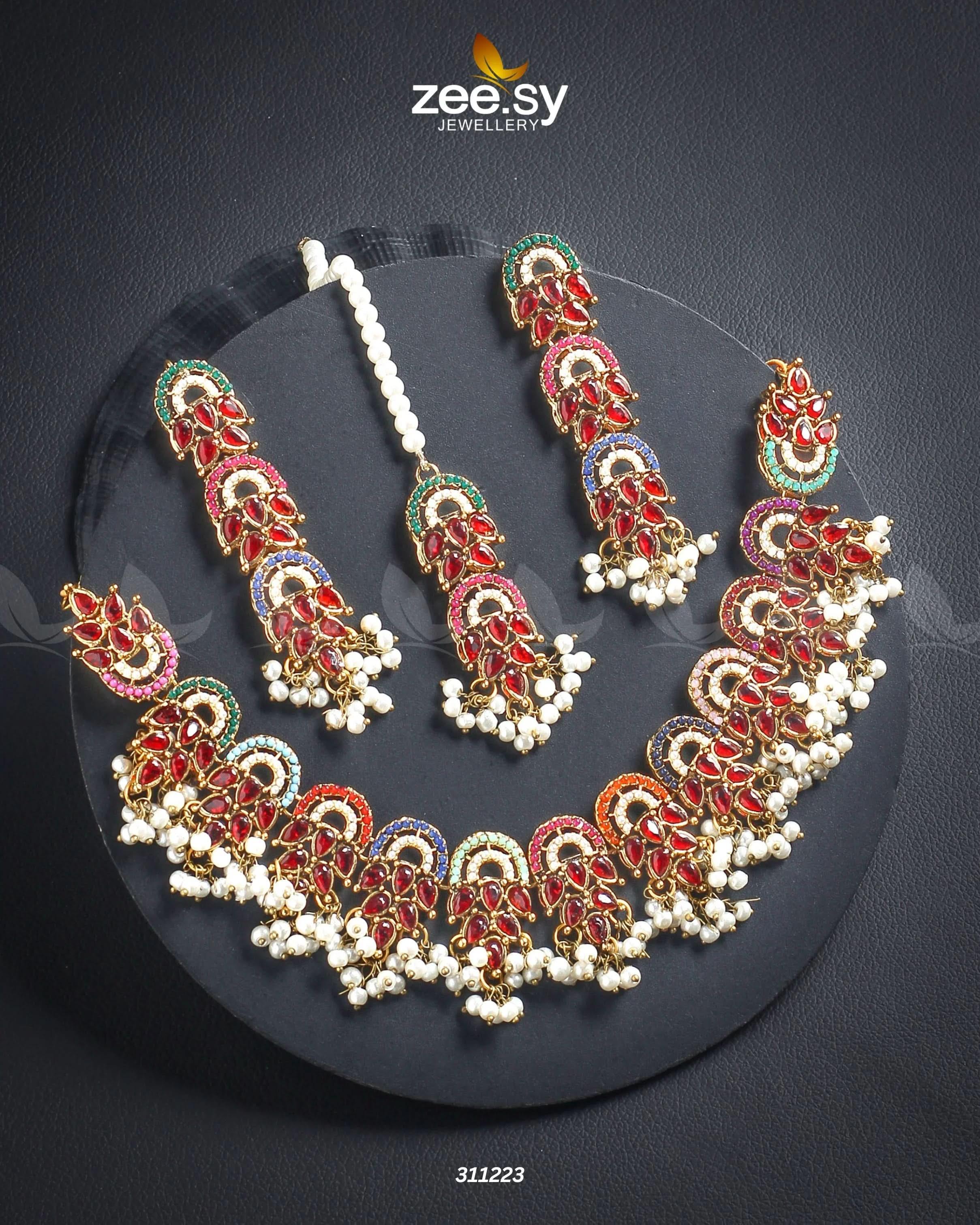 Celestial Necklace Red Necklace Sets - Zeesy Jewellery Pakistan | Premium Artificial & Imitation Jewellery