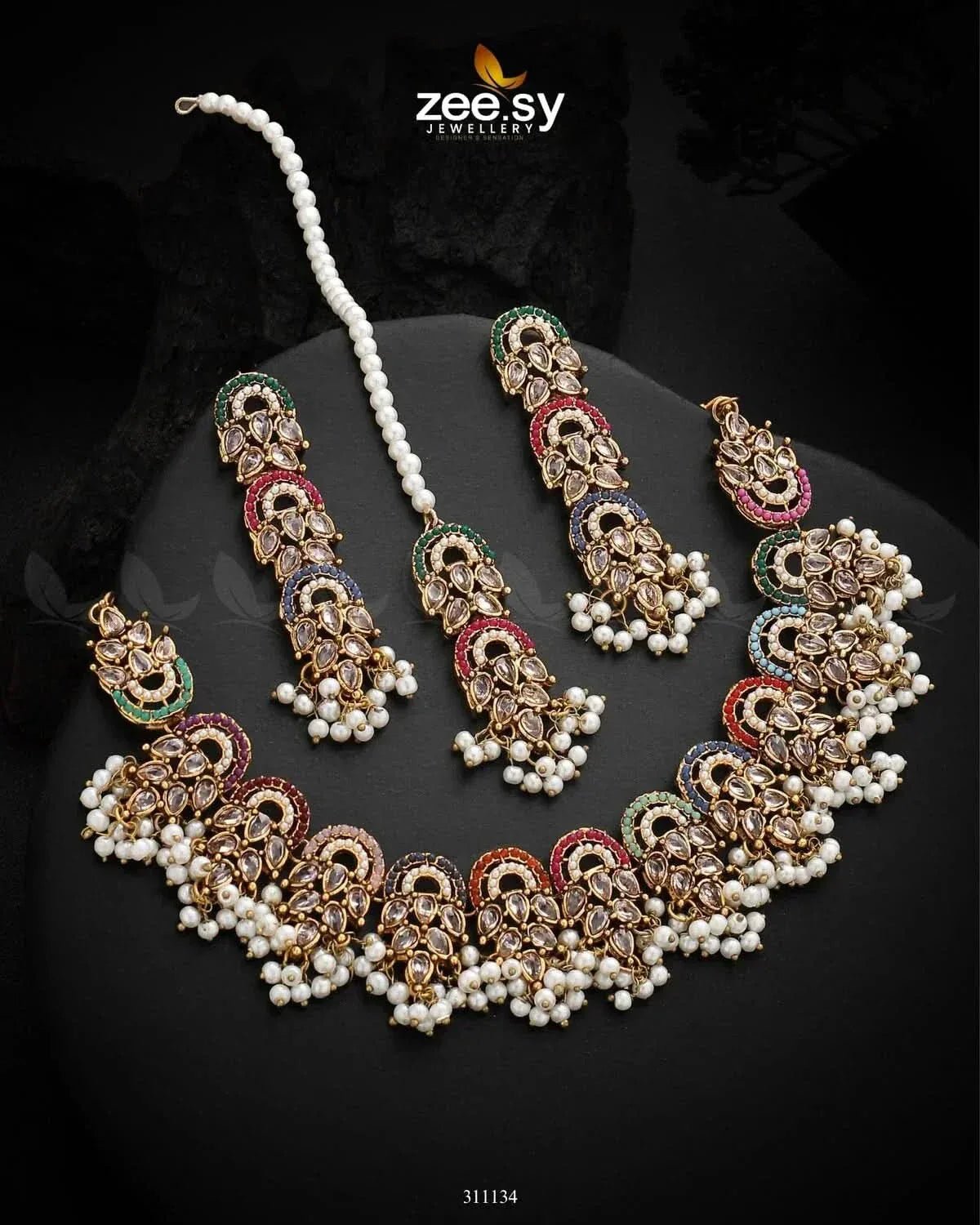 Celestial Necklace Champagne Multi Necklace Sets - Zeesy Jewellery Pakistan | Premium Artificial & Imitation Jewellery