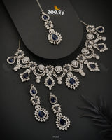 Chrysanthemum Necklace Blue Necklace Sets - Zeesy Jewellery Pakistan | Premium Artificial & Imitation Jewellery